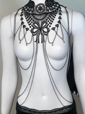 Black lace body chain goth punk